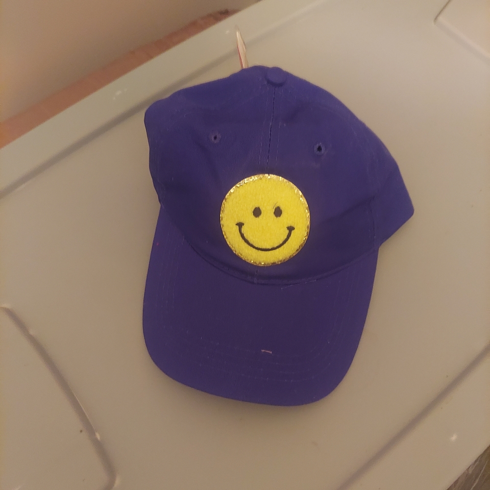 Blue Cap with Yellow Smiley Face